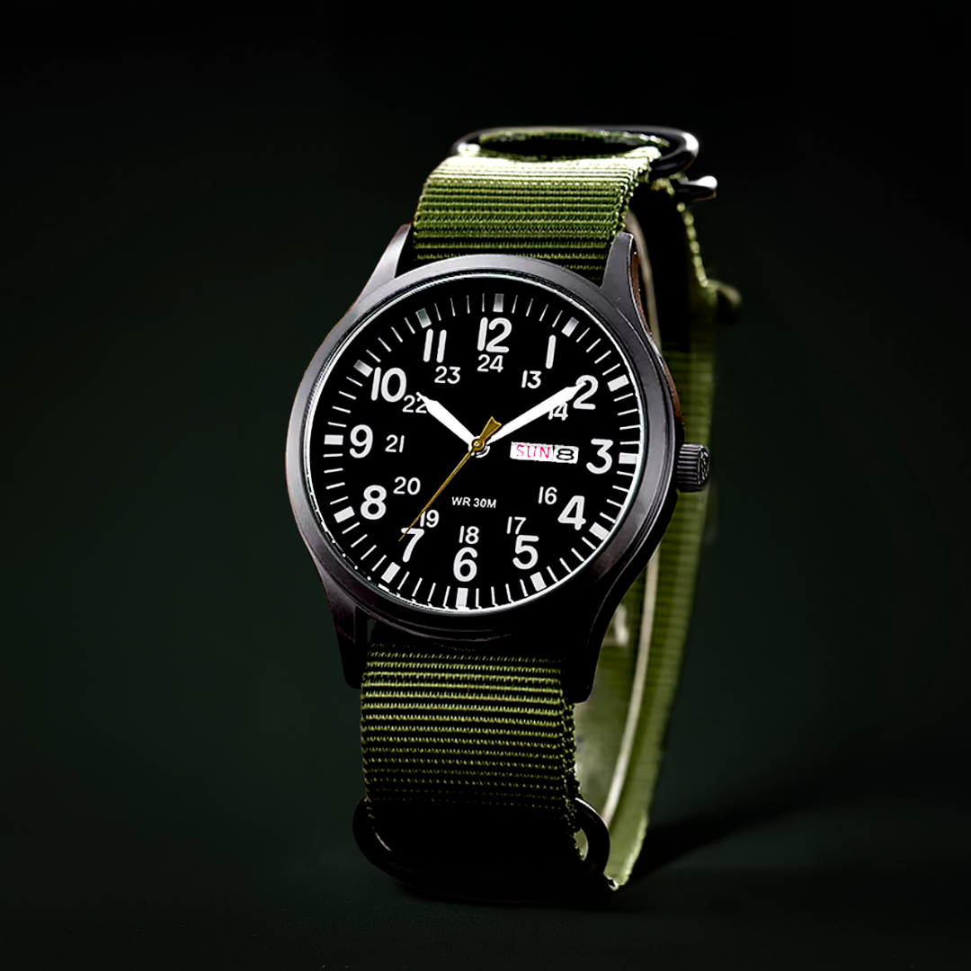 Olvoria | Men's Robust Outdoor Watch – Waterproof Military Style in Stainless Steel