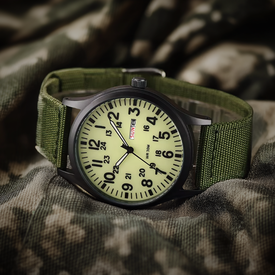 Olvoria | Men's Robust Outdoor Watch – Waterproof Military Style in Stainless Steel