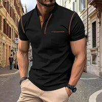 Olvoria | Ανδρικό πουκάμισο Henley με κοντό μανίκι και αντίθετη ραφή