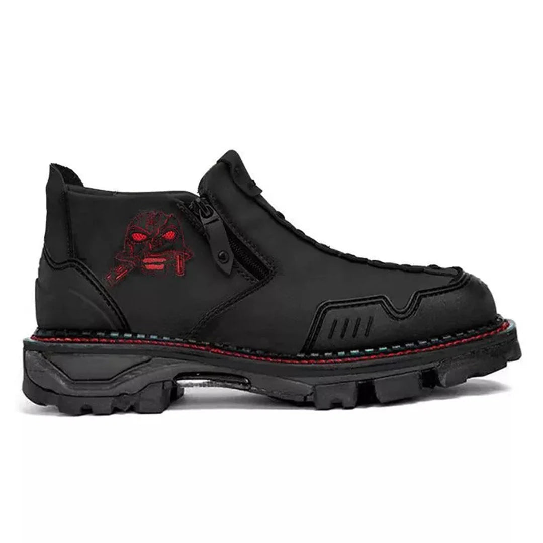 Olvoria | Men's Skull Accent Ankle Boots with Side Zipper