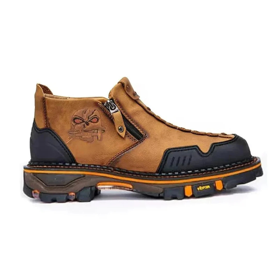Olvoria | Men's Skull Accent Ankle Boots with Side Zipper