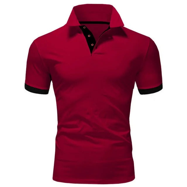 Olvoria | Men's Slim Fit Polo Shirt with Contrast Collar