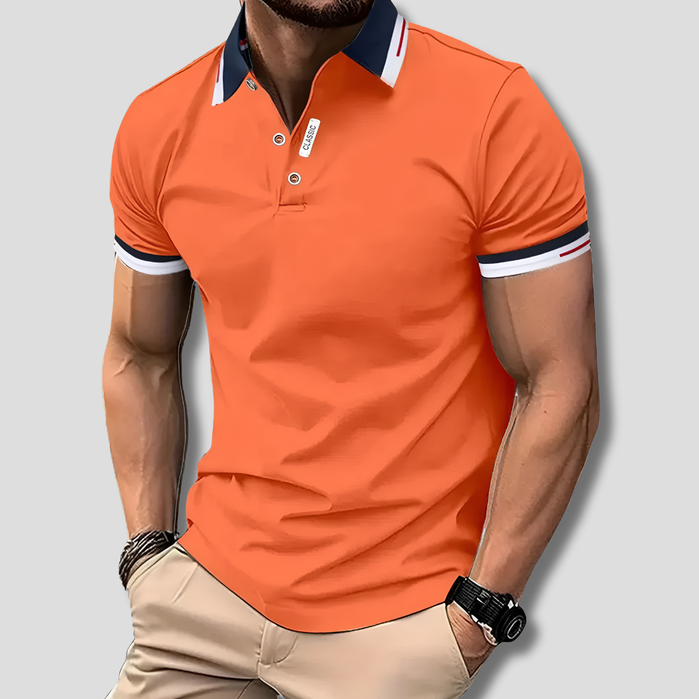 Olvoria | Men's Striped Collar Polo Shirt