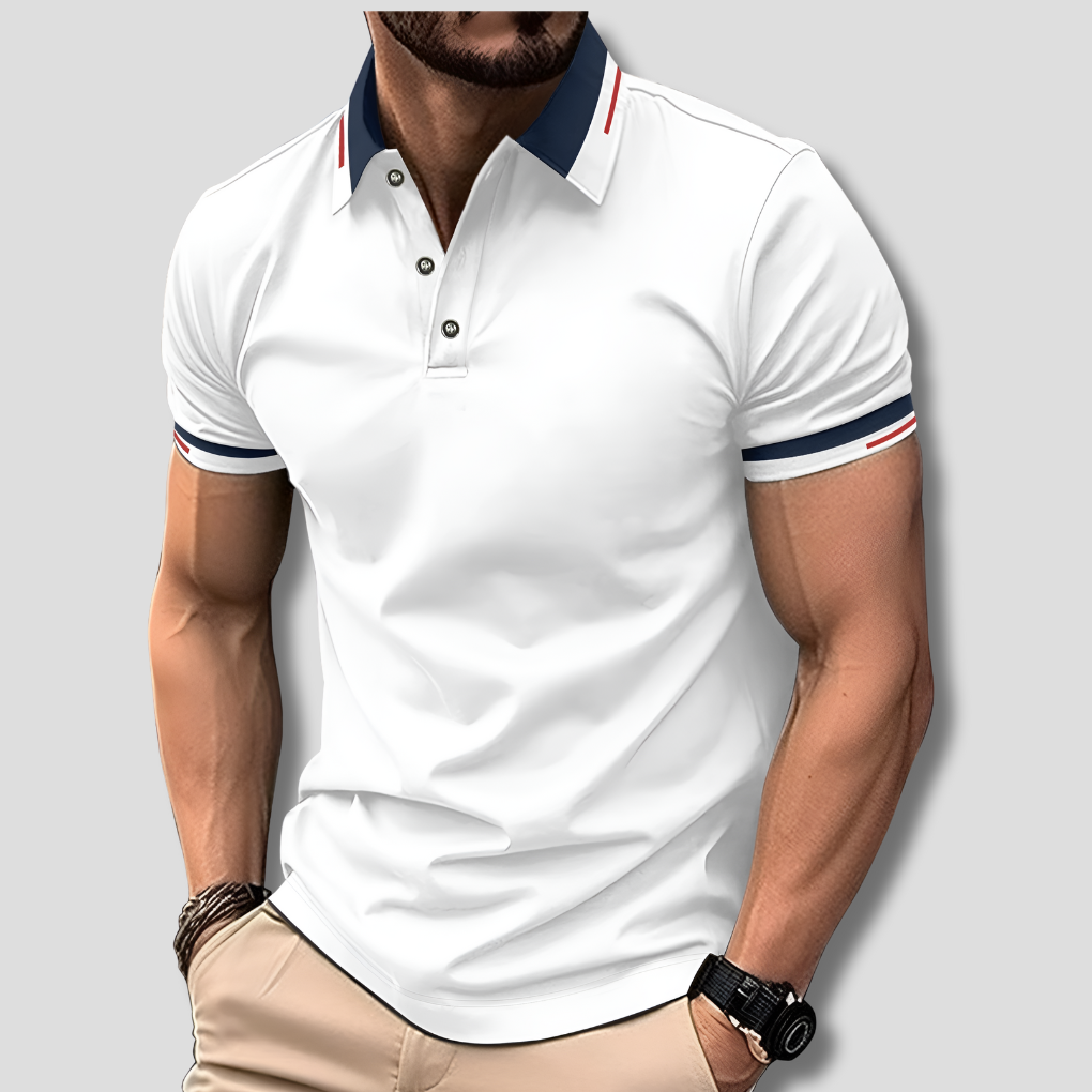 Olvoria | Men's Striped Collar Polo Shirt