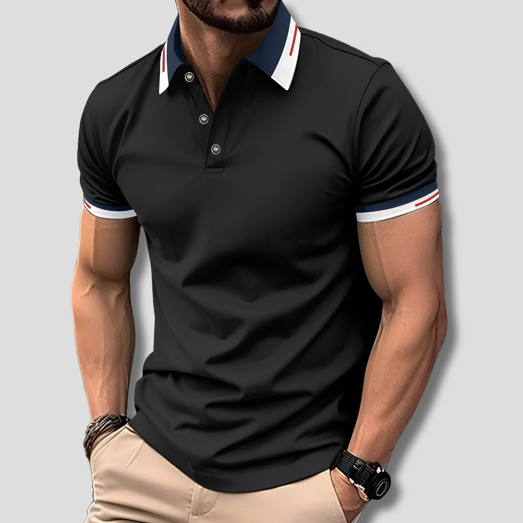 Olvoria | Men's Striped Collar Polo Shirt