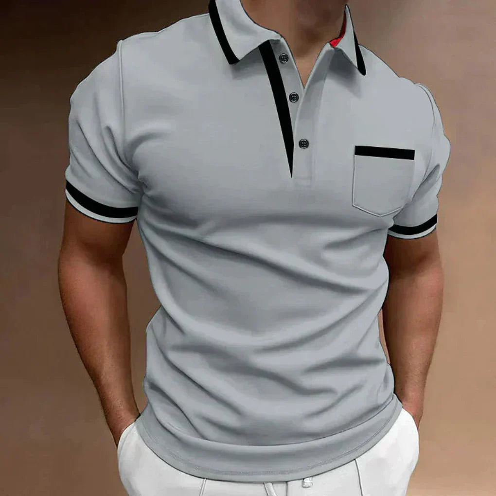 Olvoria | Men's Striped Sleeve Polo Shirt with Pocket