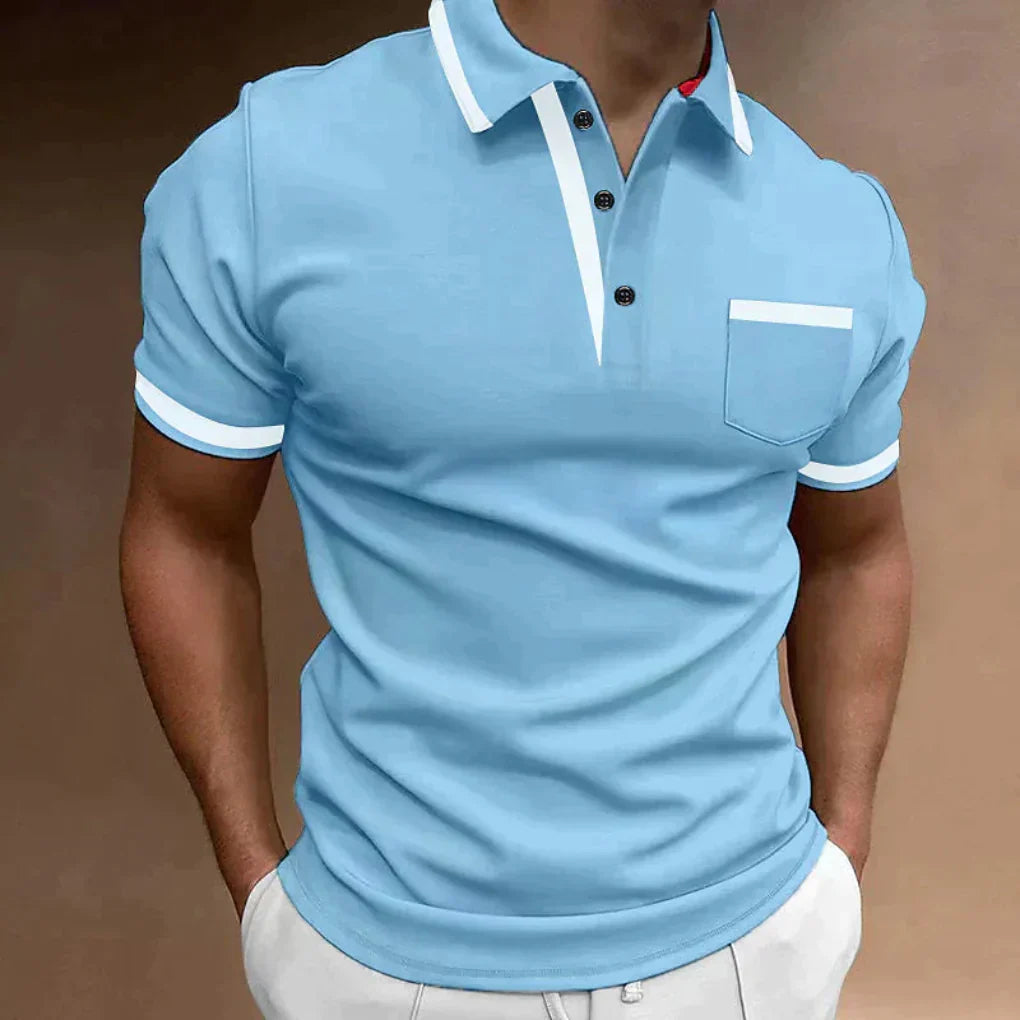 Olvoria | Men's Striped Sleeve Polo Shirt with Pocket