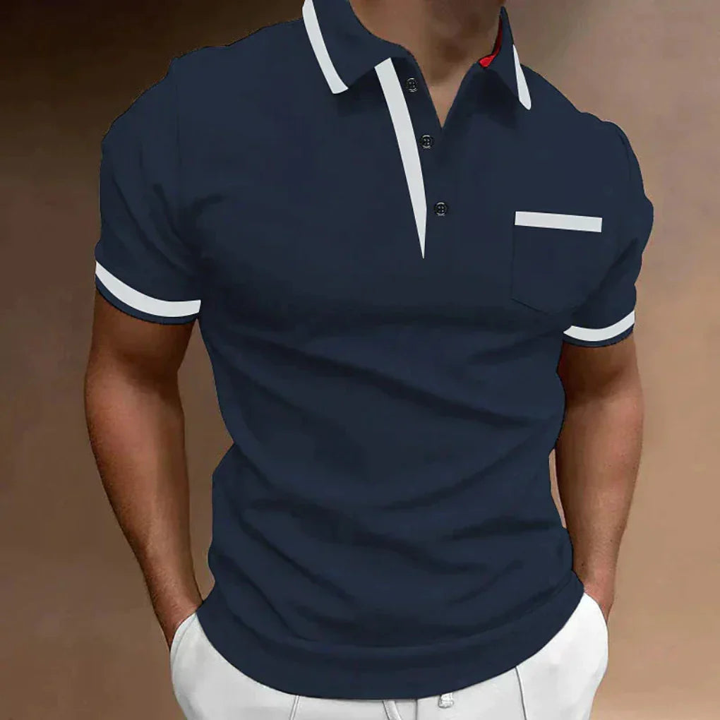 Olvoria | Men's Striped Sleeve Polo Shirt with Pocket