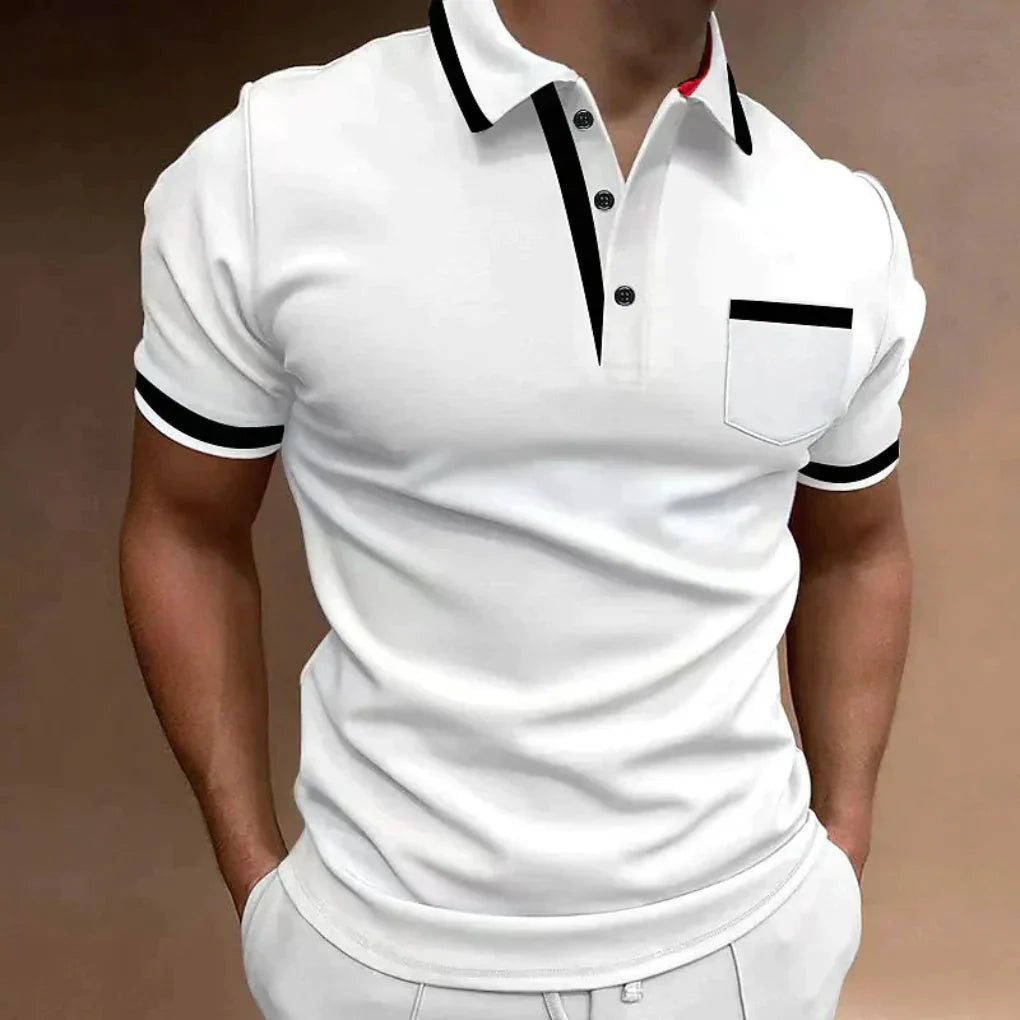 Olvoria | Men's Striped Sleeve Polo Shirt with Pocket