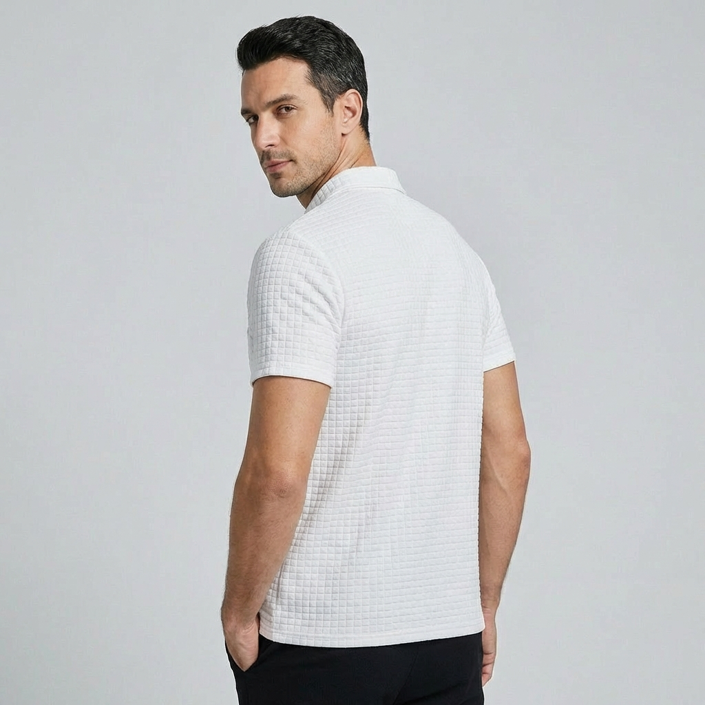 Olvoria | Men's Textured Polo Shirt with Contrast Pocket