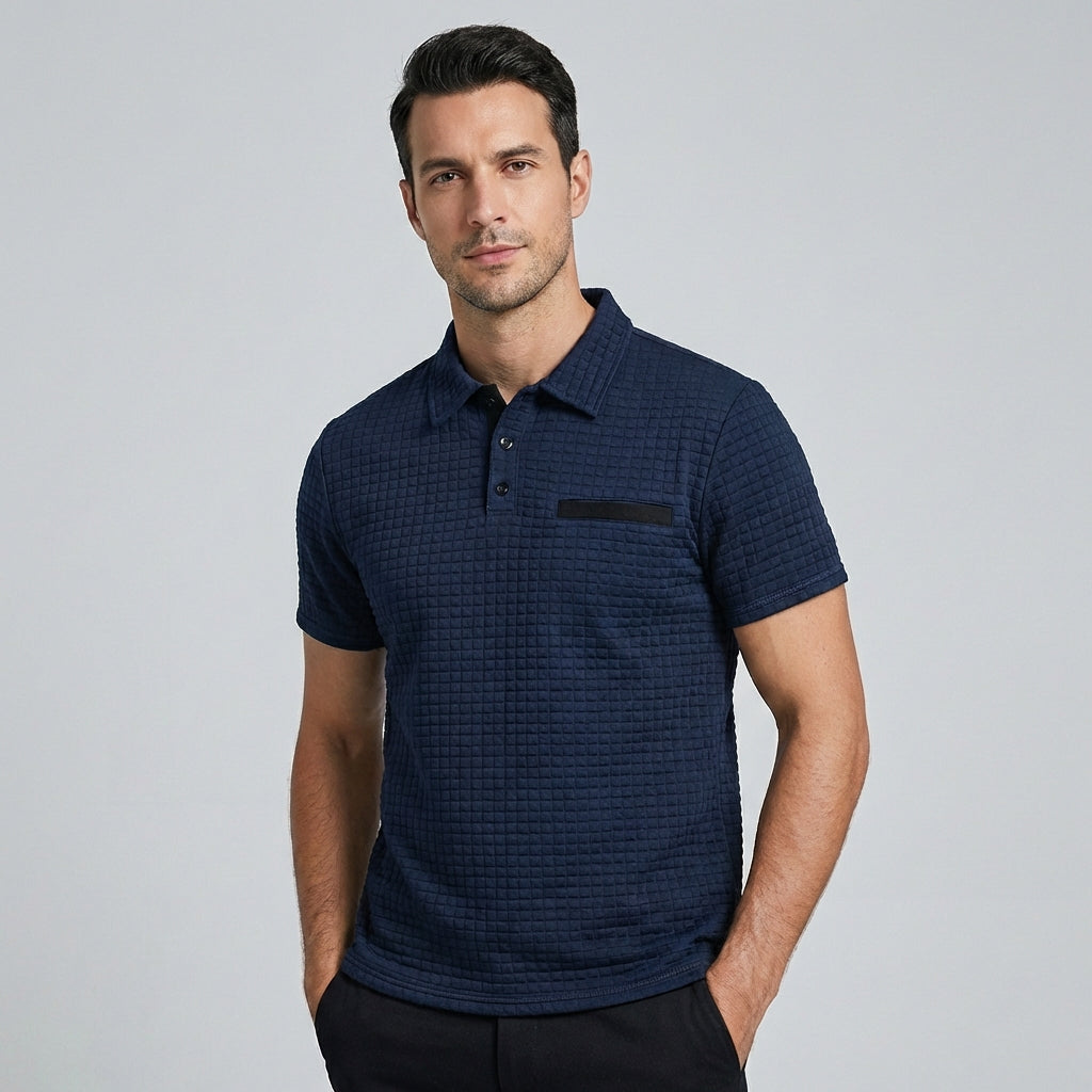 Olvoria | Men's Textured Polo Shirt with Contrast Pocket