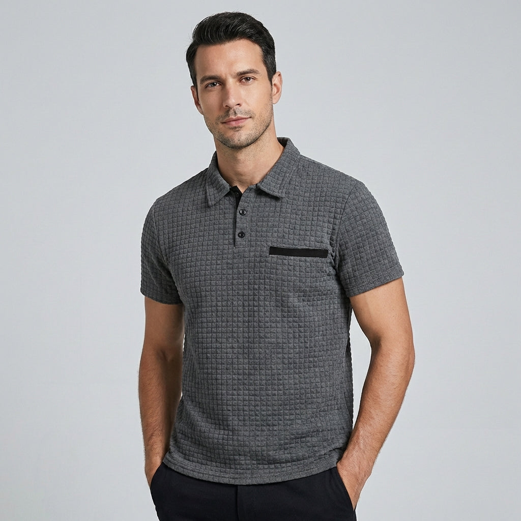 Olvoria | Men's Textured Polo Shirt with Contrast Pocket