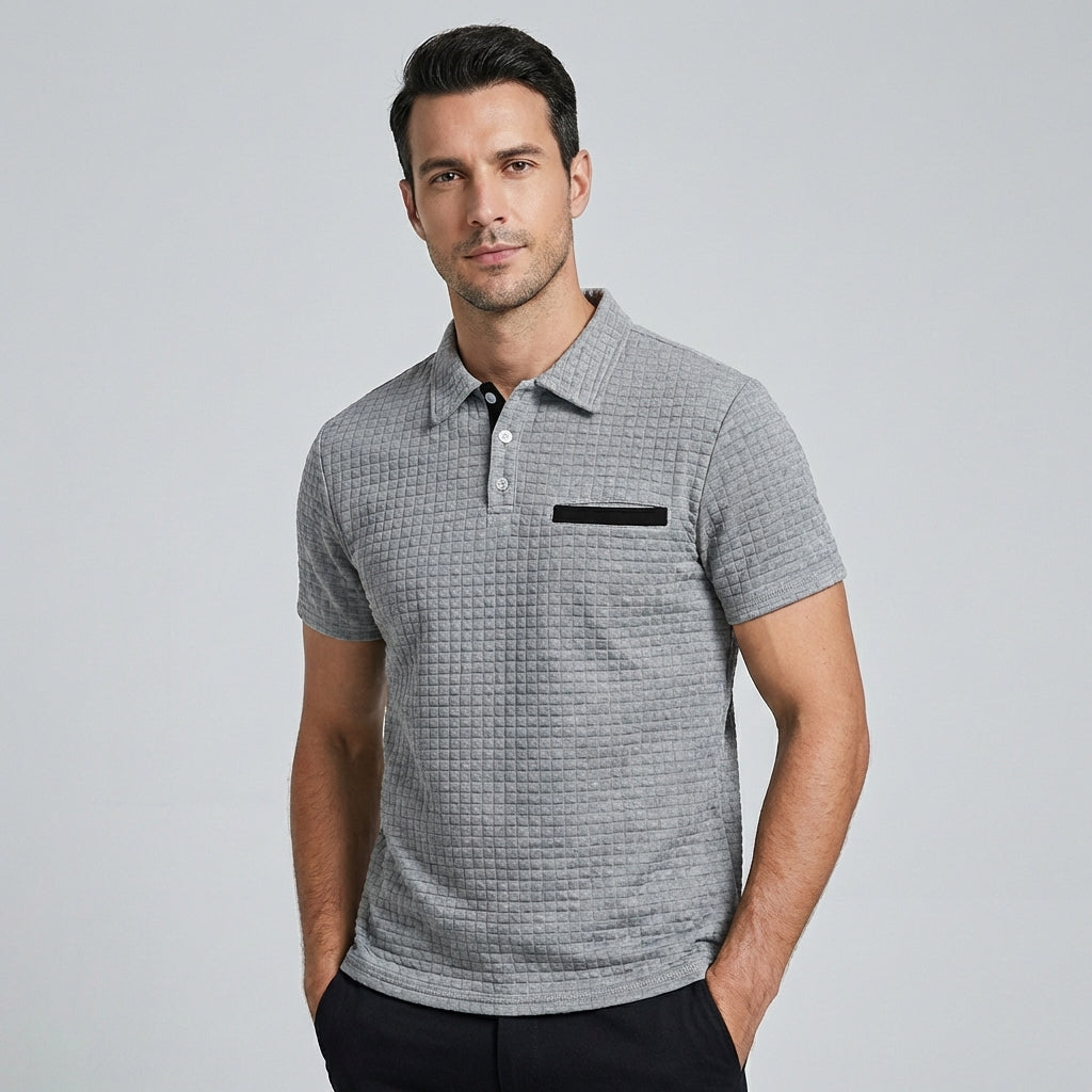 Olvoria | Men's Textured Polo Shirt with Contrast Pocket