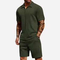 Olvoria | Ensemble polo à demi-fermeture éclair texturé et short pour homme