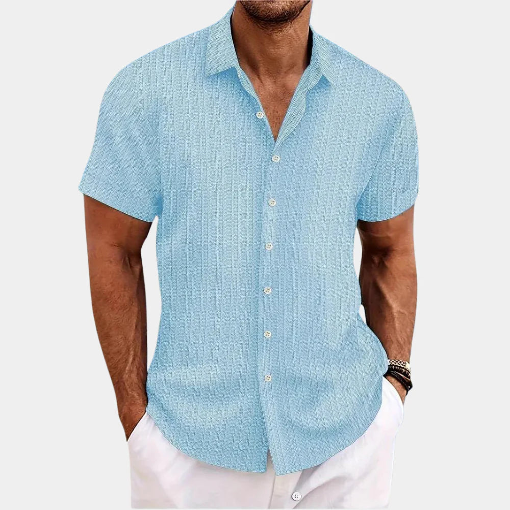 Olvoria | Men's Textured Short Sleeve Button-Up Shirt