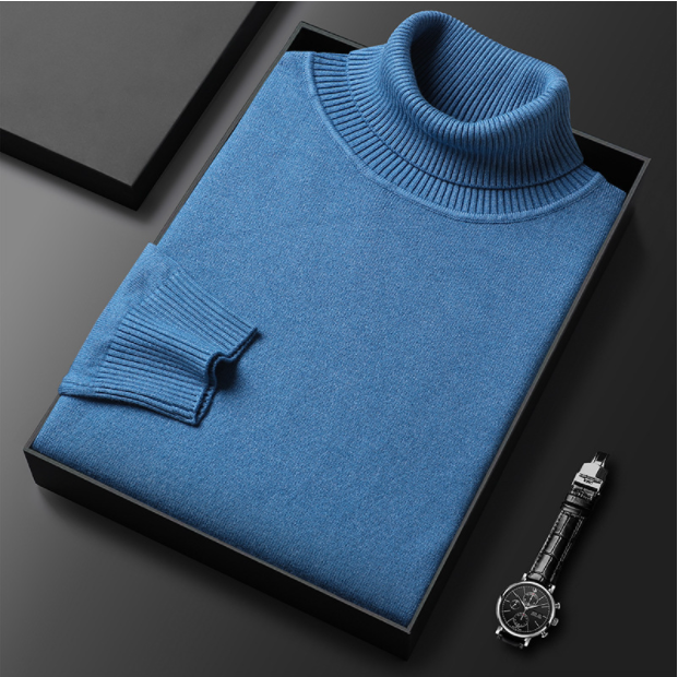 Olvoria | Men's Turtleneck Sweater Ribbed Collar