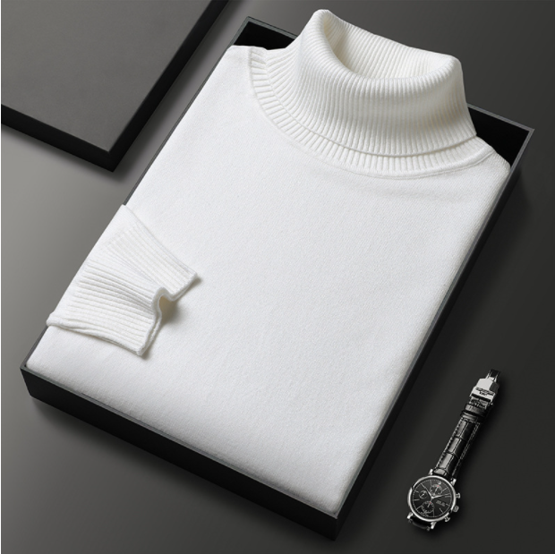 Olvoria | Men's Turtleneck Sweater Ribbed Collar