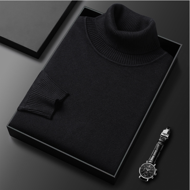 Olvoria | Men's Turtleneck Sweater Ribbed Collar