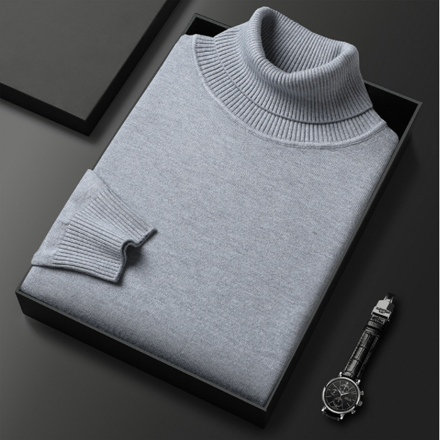 Olvoria | Men's Turtleneck Sweater Ribbed Collar