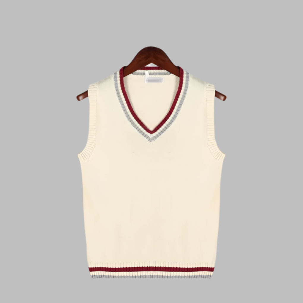 Olvoria | Men's V-Neck Sweater Vest with Stripes
