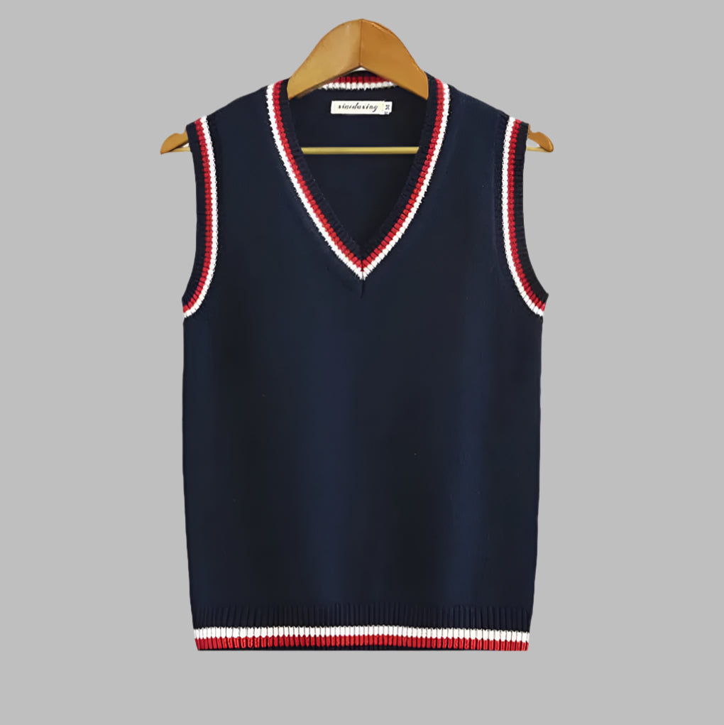 Olvoria | Men's V-Neck Sweater Vest with Stripes
