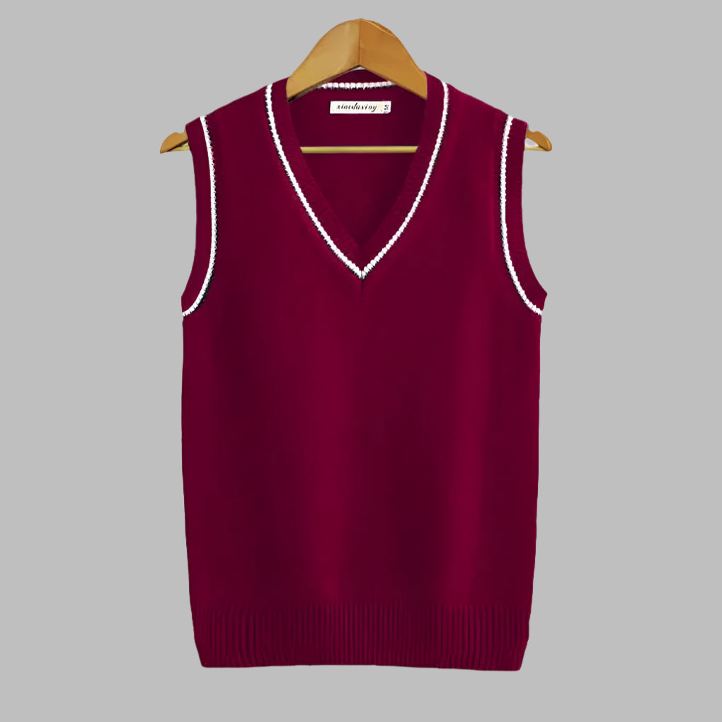 Olvoria | Men's V-Neck Sweater Vest with Stripes
