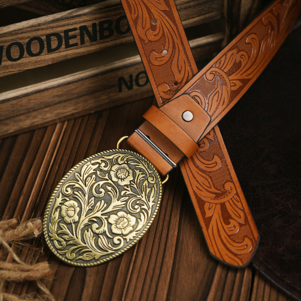 Olvoria | Men's Western Style Belt – Vegan Leather Belt with Sturdy Metal Buckle