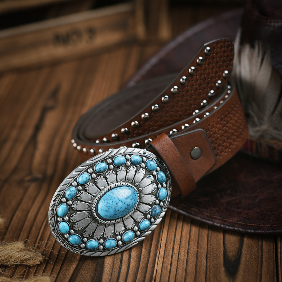 Olvoria | Men's Western Style Belt – Vegan Leather Belt with Sturdy Metal Buckle