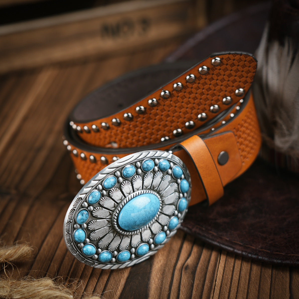 Olvoria | Men's Western Style Belt – Vegan Leather Belt with Sturdy Metal Buckle