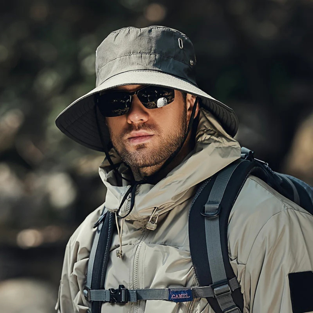 Olvoria | Men's Wide Brim Bucket Hat with Chin Strap