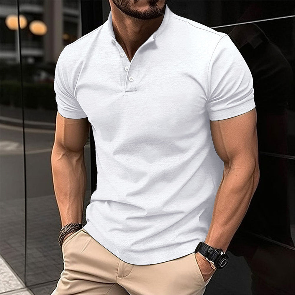 Olvoria | Men's Zip Polo & Shorts Set with Geometric Pattern