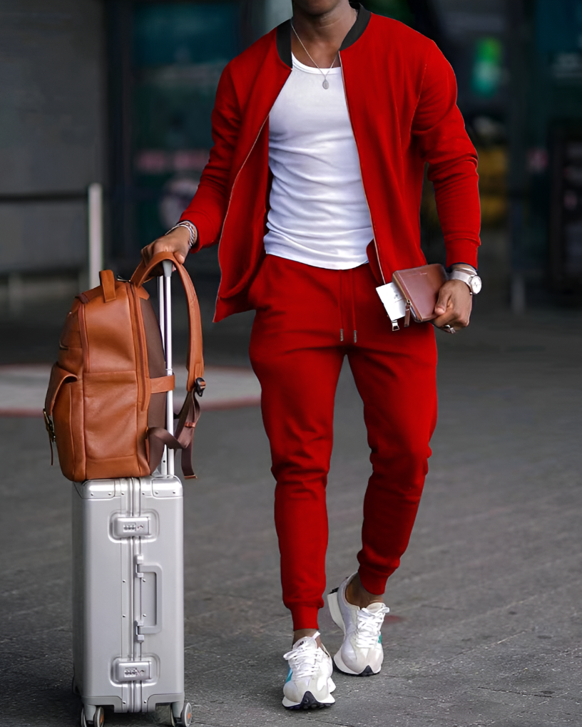 Olvoria | Men's Zip-Up Bomber Tracksuit Set