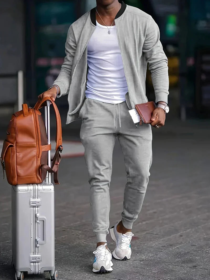 Olvoria | Men's Zip-Up Bomber Tracksuit Set