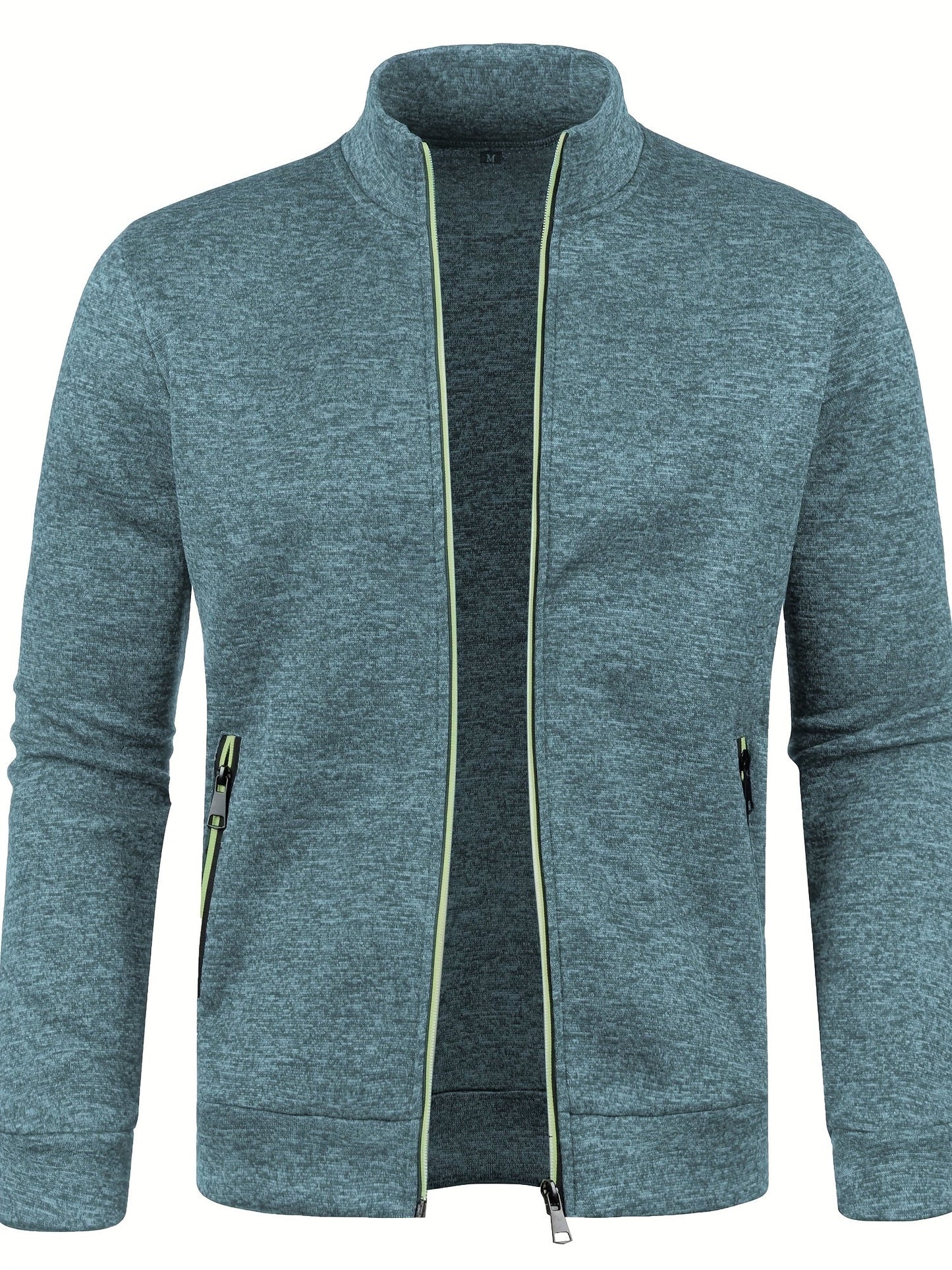 Olvoria | Men's Zip-Up Knit Jacket with Stand Collar