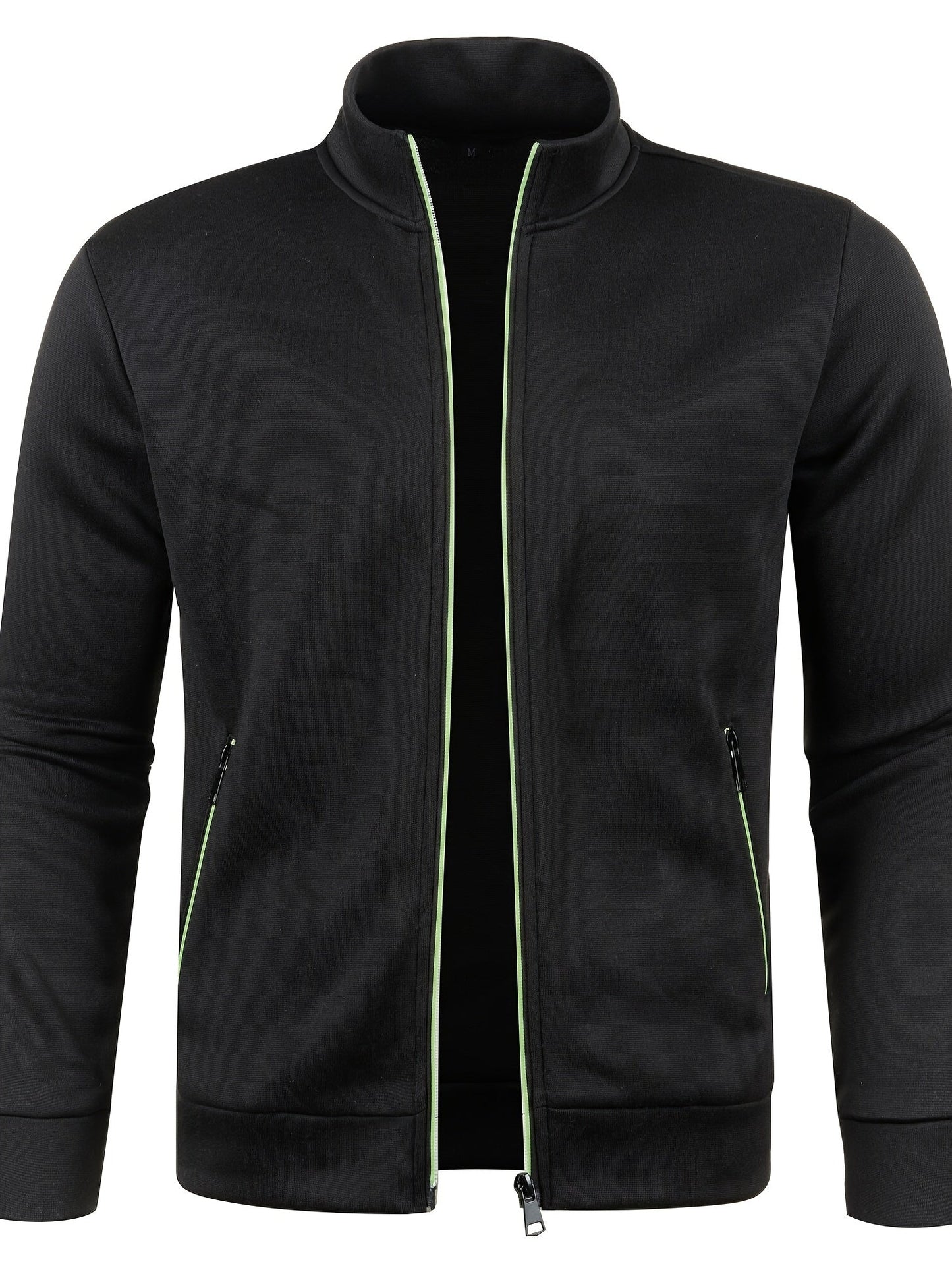 Olvoria | Men's Zip-Up Knit Jacket with Stand Collar