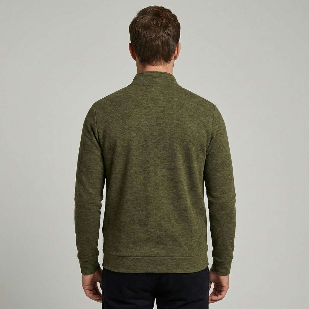 Olvoria | Men's Zip-Up Knit Jacket with Stand Collar