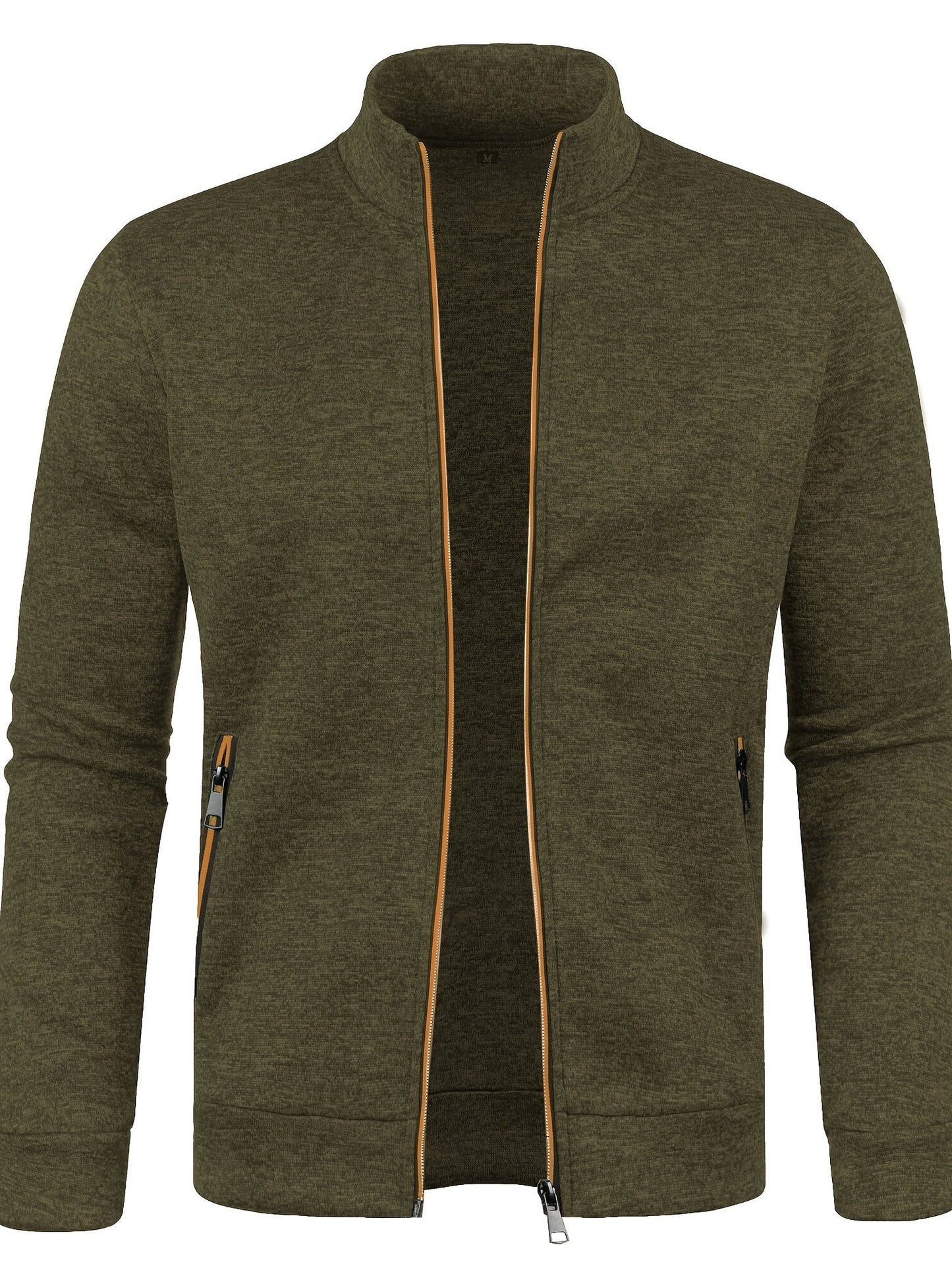 Olvoria | Men's Zip-Up Knit Jacket with Stand Collar