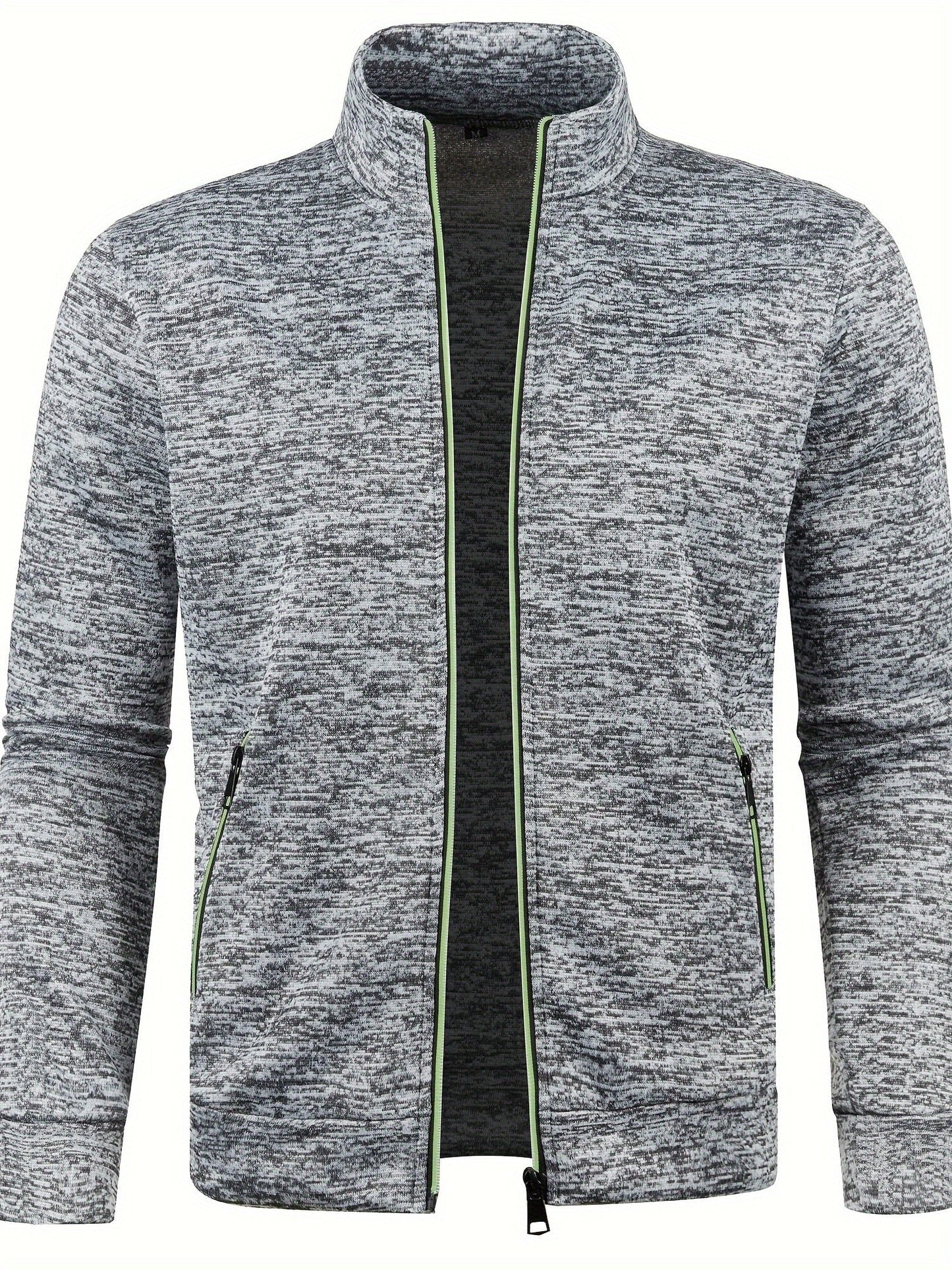 Olvoria | Men's Zip-Up Knit Jacket with Stand Collar