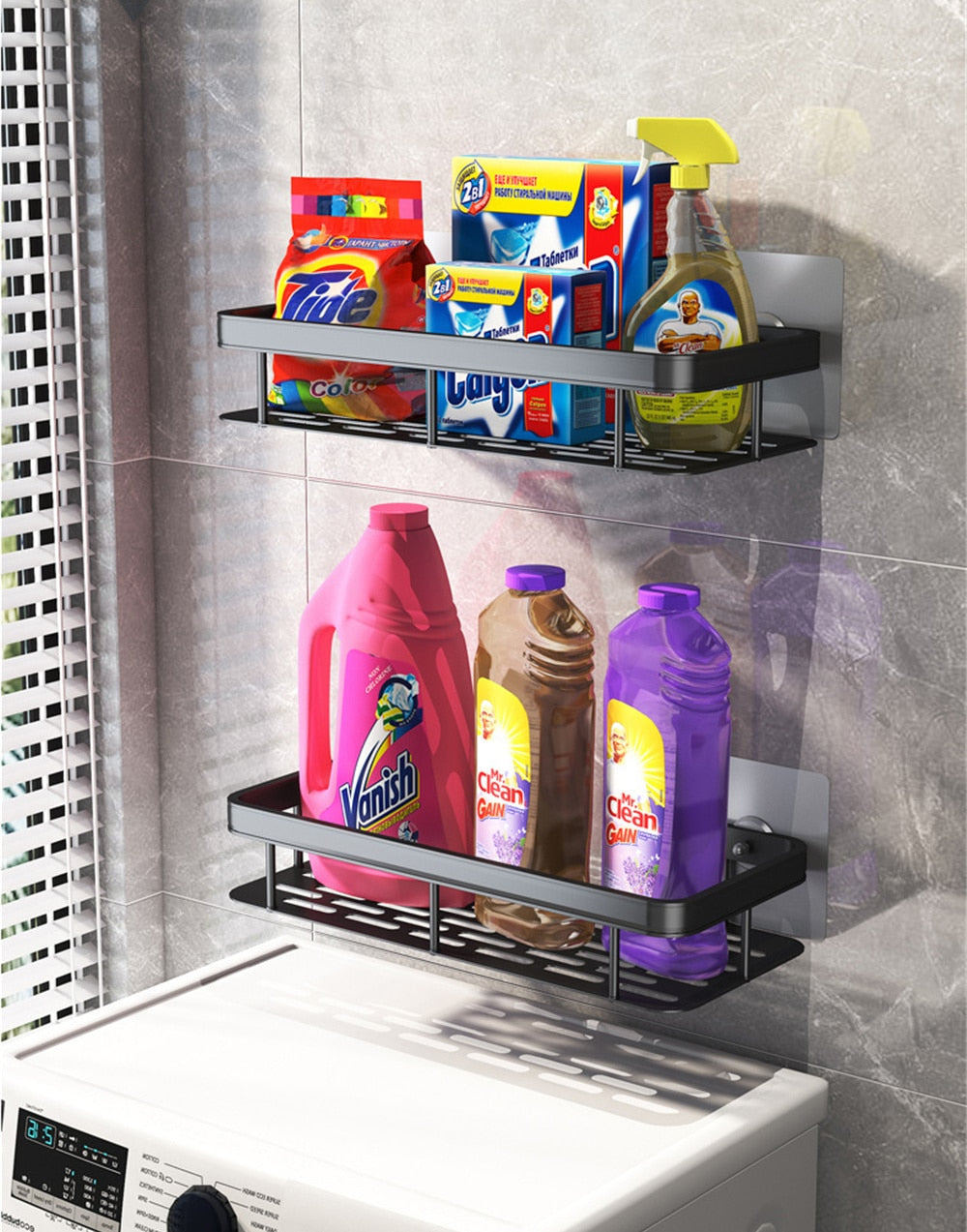 Olvoria | Metal Suction Cup Bathroom Shelves