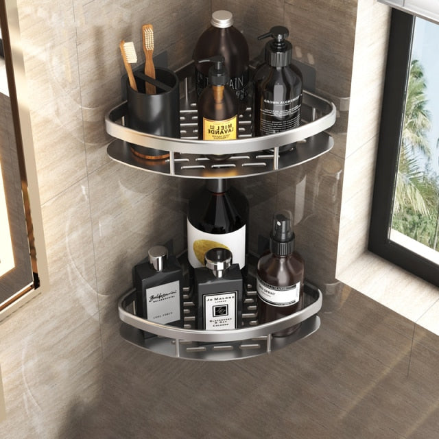 Olvoria | Metal Suction Cup Bathroom Shelves