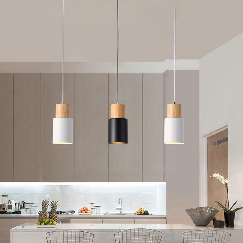 Olvoria | Metal Wood Pendant Light | Modern Industrial Design