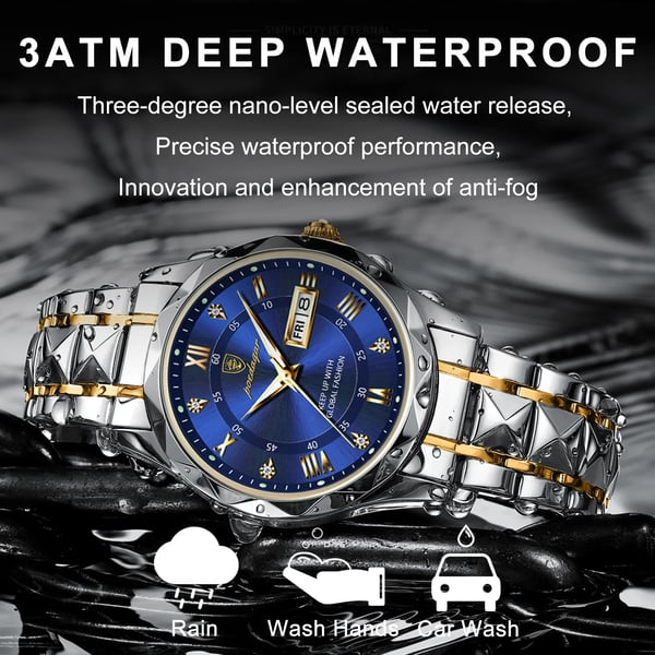Olvoria Model 615 | Luxury Men's Watch | Japanese MIYOTA Quartz Movement | 316L Stainless Steel Case | Hardlex Crystal Glass | 3 ATM Waterproof | Luminous Indices & Date