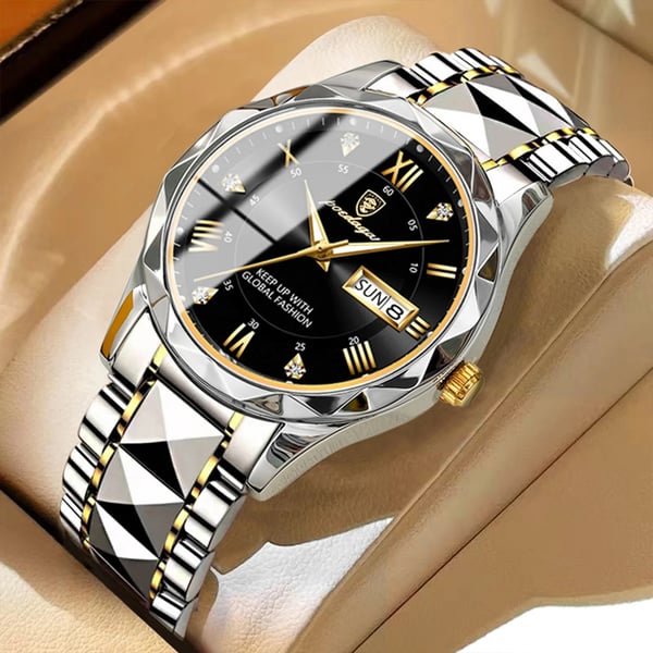 Olvoria Model 615 | Luxury Men's Watch | Japanese MIYOTA Quartz Movement | 316L Stainless Steel Case | Hardlex Crystal Glass | 3 ATM Waterproof | Luminous Indices & Date