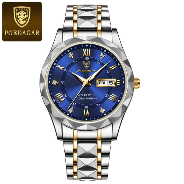 Olvoria Model 615 | Luxury Men's Watch | Japanese MIYOTA Quartz Movement | 316L Stainless Steel Case | Hardlex Crystal Glass | 3 ATM Waterproof | Luminous Indices & Date