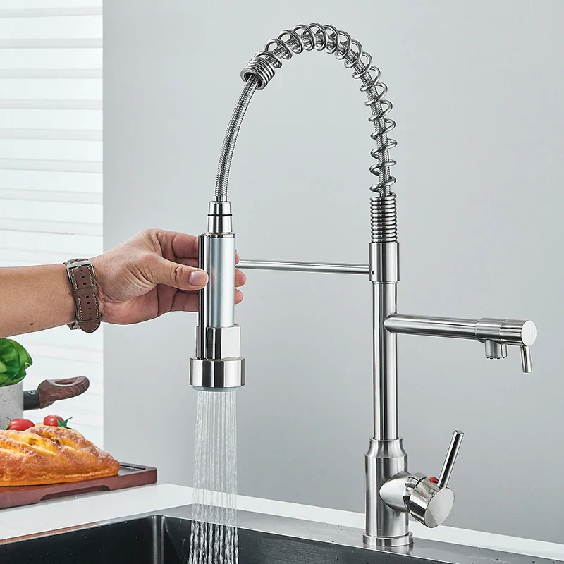 Olvoria | NickelFlex Kitchen Faucet | 360° Rotation | Stainless Steel