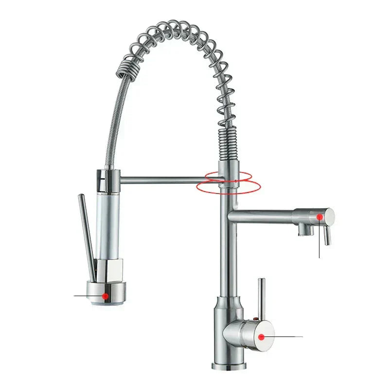 Olvoria | NickelFlex Kitchen Faucet | 360° Rotation | Stainless Steel