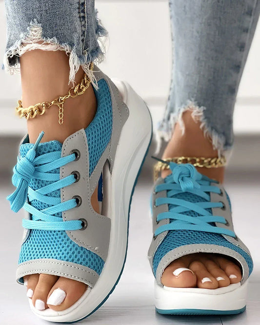 Olvoria - Orthopedic Muffin Sandals with Cutout and Lacing