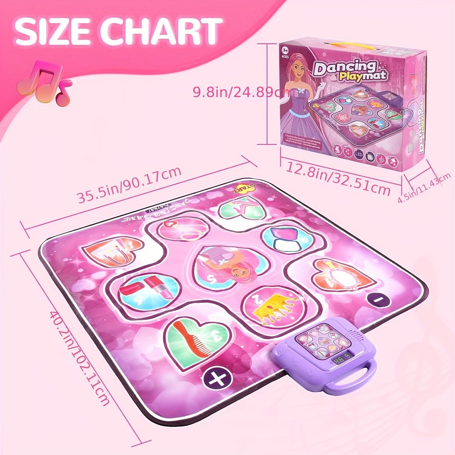 Olvoria | Pink Dance Mat for Kids with Scoring Function and Rhythmic Games – No TV – DanceFun Mat