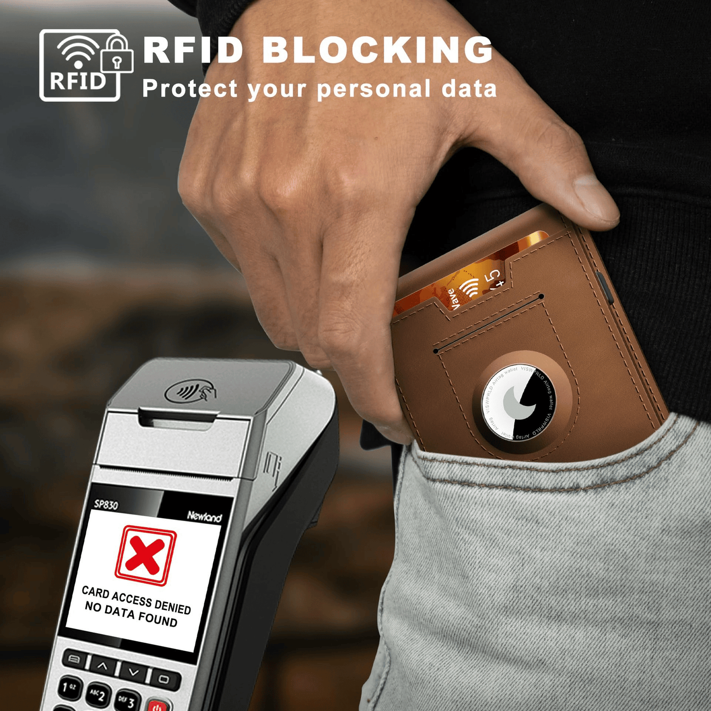 Olvoria | Pop Up Aluminum Bag Money Clip Slim Leather Slots Credit Card Holder RFID Blocking Bifold Minimalist Wallet