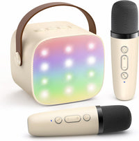 Olvoria | Φορητή Μίνι Μηχανή Καραόκε με Ηχείο Bluetooth και 2 Ασύρματα Μικρόφωνα – Veylo